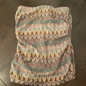 Express strapless multi colour top